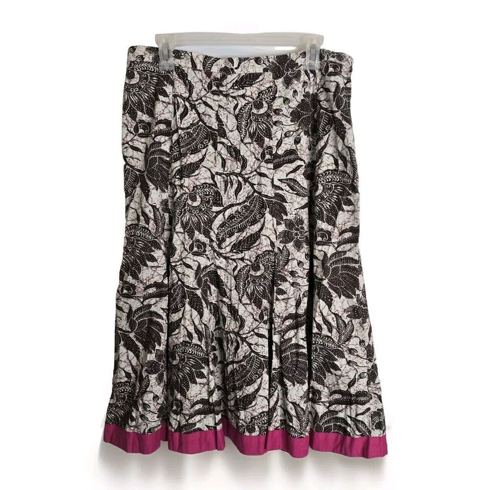 Vintage Y2K Old Navy Midi Skirt 12 A-line Pleated Floral Brown Pink Fairycore